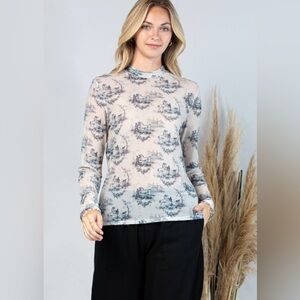 Selma western story tell mesh print top.
